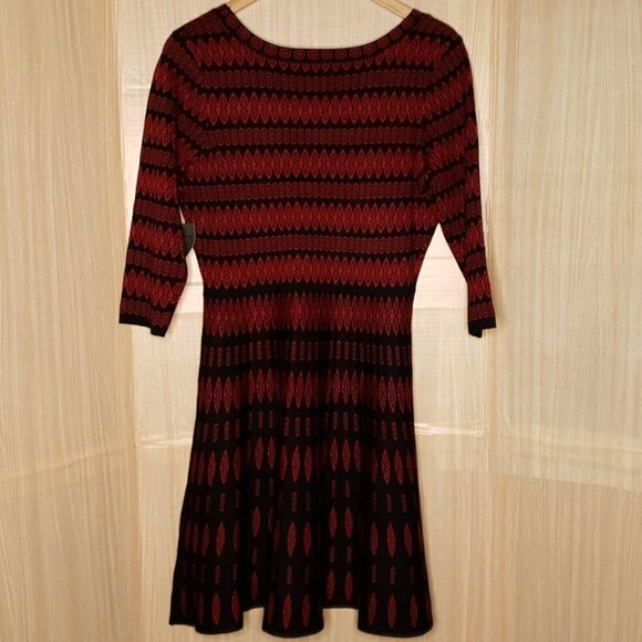 Donny And Nicole Womens New Black Red Geometric Print Sweater Dress XL - Picture 2 of 8